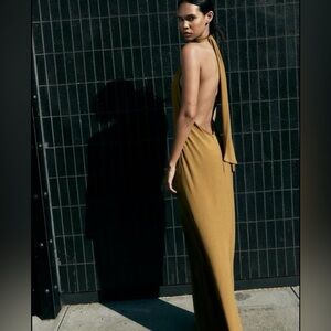 Zara Mustard Backless Maxi Dress